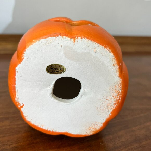 Vintage Ceramic Halloween Ghost & Pumpkin Tea Light Candle Holder Jack-O-Lantern - Picture 14 of 16